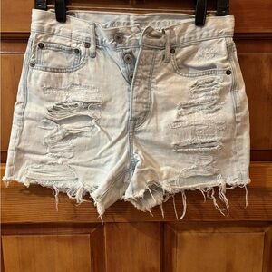 American Eagle Light Blue Ripped Jean Shorts